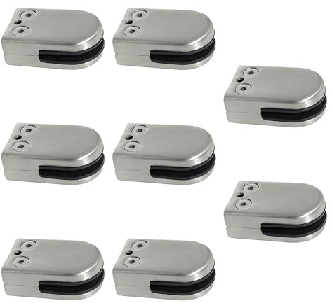 8 Pezzi Morsetto per Vetro in Acciaio Inox 304 Supporto per Vetro in Acciaio Inox Morsetti Ferma Vetro 6-8 mm Casa Scale Piscina Balaustra Balcone Giardino 53 x 33 x 20 mm