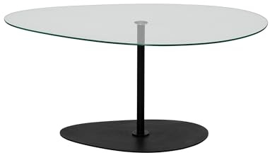 Modern Coffee Table with 100% Tempered Glass Top, 90 x 60 x 40 cm, Stylish Black Metal Legs, Disassembled for Easy Assembly, Elegant & Novel Design