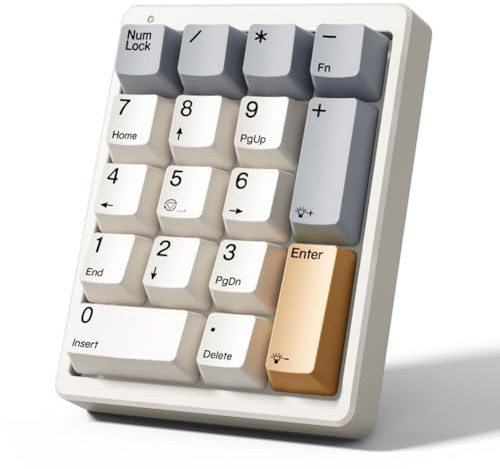 Aribrnten 17 Keys Type C Wired Number Pad Mechanical Numeric Keypad Numpad Gaming Mini Keyboard Programming Keypads Red