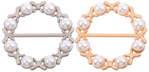 SAFIGLE Scarf Buckle Clips with Imitation Decoration Zinc Alloy 2pcs Elegant and Versatile Silk Scarf Fasten Clamps for Clothing Accessories