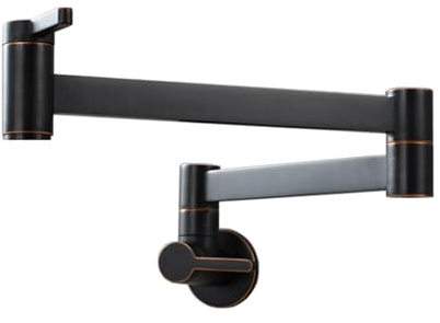 TYMYW Kitchen Wall Folding Tap Cold Water Only Brass Oil‑Rubbed Bronze | 360° Swivel 2‑Joint Swing folding Arm Double handle Single Hole