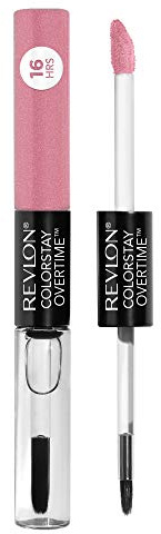 REVLON Liquid Lipstick with Clear Lip Gloss, ColorStay Face Makeup, Overtime Lipcolor, Dual Ended with Vitamin E in Pink, Forever Pink (410), 0.07 Oz