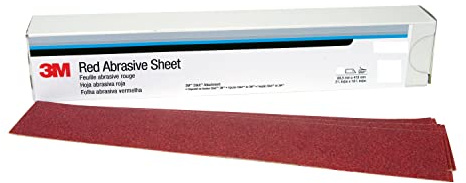 3M Red Abrasive Stikit Sheet, 01680, 40+ Grade, 2-3/4 in x 16 1/2 in