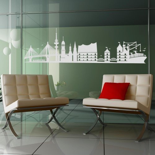 wandtattoo-factory Skyline Hamburg - 130 x 40cm - Glasdekor