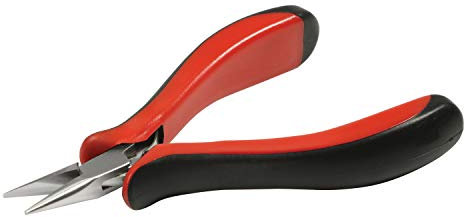 The Beadsmith Platinum Series German Chain Nose Pliers, 4.75 inches (120mm) with Polished Steel Head, red and Black Ergonomic Comfort Grip Handle with Double-Leaf Spring, Tool for Jewelry Making