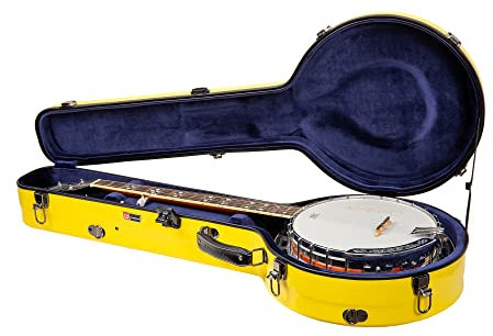Crossrock CRF2000BJYL - Custodia in fibra di vetro, adatta per 5 corde risonatore Banjo, stile zaino, colore: Giallo