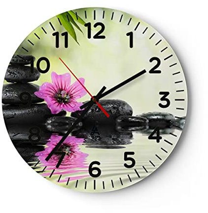 Modern Wanduhr Asien Kultur Japan orientalisch 30x30cm Rund Klein Wand Uhr Glas Analog Zimmeruhren Küche Büro Wohnzimmer Glasuhr Wall Clock Dekoration Design Wanddekoration Küchenuhr C4AR30x30-2555