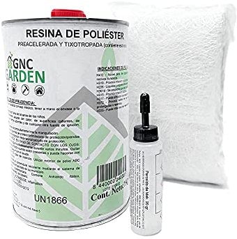 Kit de réparation en polyester 1 kg (1 kg résine + 1 m² mat-300 + 25 g Catalyseur)