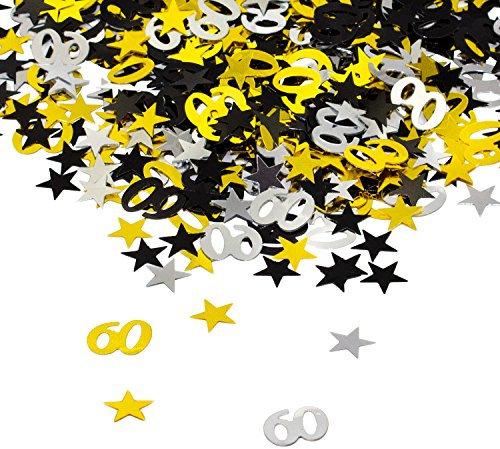 Oblique-Unique® 60. Geburtstag Jubiläum Konfetti Gold Silber Schwarz Sterne Tisch Deko 500 Stück