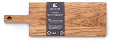 Edeldings Schneide- und Servierbrett aus hochwertiger Eiche 30 х 13 cm groß mit 10 cm praktischem Griff | Antibakterielles Küchenbrett | Servierbrett, Frühstücksbrett, Holzbrett aus massiv Holz
