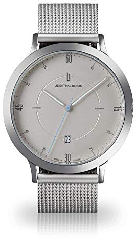 Lilienthal Berlin Zeitgeist Automatik Uhr All Silver – hochwertige Herrenuhr am silbernen Mesh-Armband aus silbernem Chirurgenstahl mit einem Automatikwerk & Saphirglas – 42,5 mm