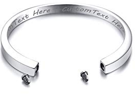 VNOX Joyería de cremación para cenizas, pulsera de cremación para cenizas, mensaje personalizado, urna, brazalete de cuerda para hombres, mujeres, mascotas, cenizas adultas