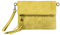 OBC Made in Italy Damen echt Leder Clutch Tasche Kroko Wildleder Handtasche Umhängetasche Ledertasche Schultertasche Fransen Cross-Over Gelb