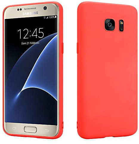 HSP Rote Hülle kompatibel mit Samsung Galaxy S7 | Premium TPU Silikon Case | Kratzfest Stoßfest | Matte Oberfläche | Passgenaue, weiche, Ultra dünne Schutzhülle