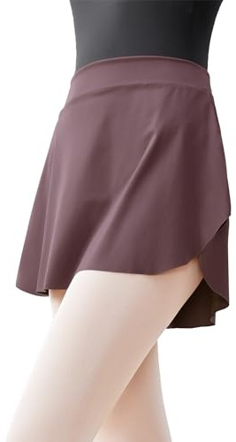 Daydance Brown Teen Girls Ballet Skirt Pull On Bullet Point Skirt for Dance