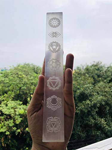 crystalmiracle Selenite Large 7 Inches Embossed scale Crystal Healing Reiki Feng Shui Gemstone Gift Handcrafted