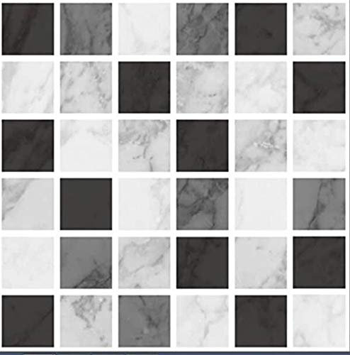 Pack of 20 Traditional Modern Art Tile transfers Stickers Peel and Stick backsplash Room Decor self Adhesive Oil Proof-Vintage Victorian Moroccan Black Cream Mosaic (Black Marble)