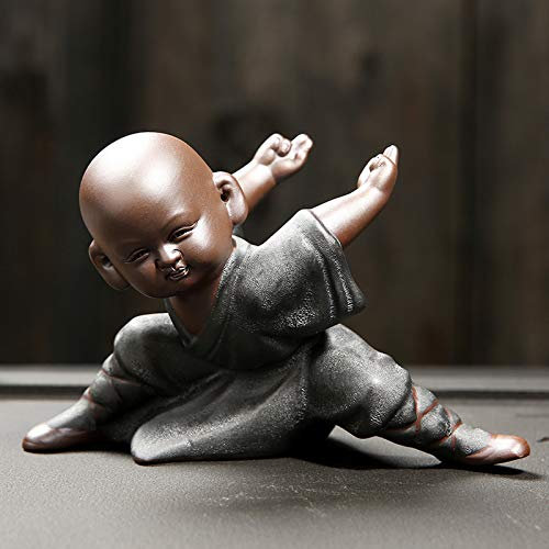 Tauzveok Kunst Skulptur kleine Mönch Skulptur Statue Red chinesischen Stil Keramik-Tee-Skulptur Buddha Statue Artwork für Wohnzimmer Mini Mönch Buddha Statue,K