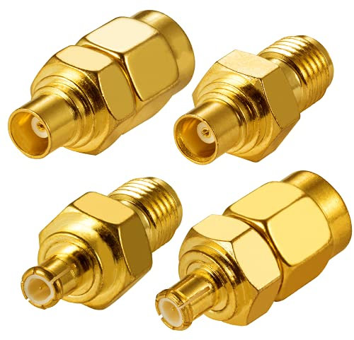 Vecys 4 Piezas SMA a MCX Adaptador 4 Tipos Kit 50 Ohm SMA a MCX Adaptador Coaxial RF para Antena 4G LTE WiFi Sistema GPS Inalámbrico WLAN