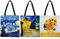 FunisFun 3 x Canvas-Tragetasche, wiederverwendbar, Einkaufstasche, große Damen-Umhängetasche, Handtasche, 3 Designs, 33 x 35 cm, Van Gogh Gemälde, 13 X 14 Inch