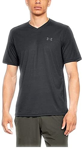 Under Armour Men's UA Tech V-Neck Short Sleeve T-Shirt (Black/Gray, X-Large)