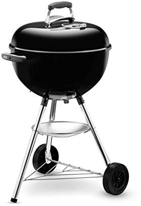 Weber Bar-B-Kettle Barbacoa de carbón, superficie de la parrilla de Ø 47 cm, barbacoa con tapa y cuba esmaltadas en porcelana, soporte de tres patas y ruedas, rejilla cromada - Negro (1231053)
