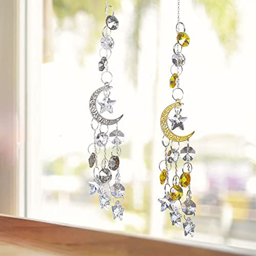 Sonnenfänger Kristall zum Aufhängen Fensterdeko Hängend Gartendeko Suncatcher (Mond)