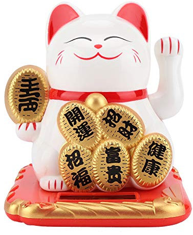 Chat Porte-Bonheur, Adorable Maneki Neko à énergie Solaire avec Bras Ondulant, Décoration Chinoise Feng Shui Chat Porte-Bonheur pour Magasins, Restaurants, Salon - Les Affaires sont en Plein(3#)