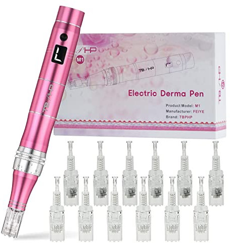 TBPHP M1 Derma Penna Elettrico a 7 marce wireless con Schermo LCD Incl. 12 pezzi Cartucce (Rosa)