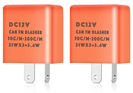 F Season 2 Stück 2-poliger Motorrad Einstellbarer 12V Blinkerrelais Motorradblinker für Fahrzeug Auto Motorräder Orange