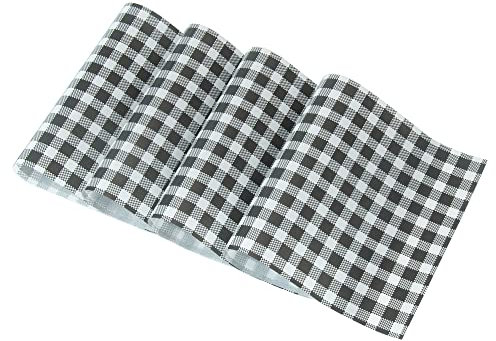 NATURALABEL 100 Stück Wachspapier, 30,5 x 19,1 cm, schwarz und weiß, kariert, fettdichtes Papier, Wachspapier, für Lebensmittel, Rave-Party, Grillen, Picknick, Party, Deli-Papier