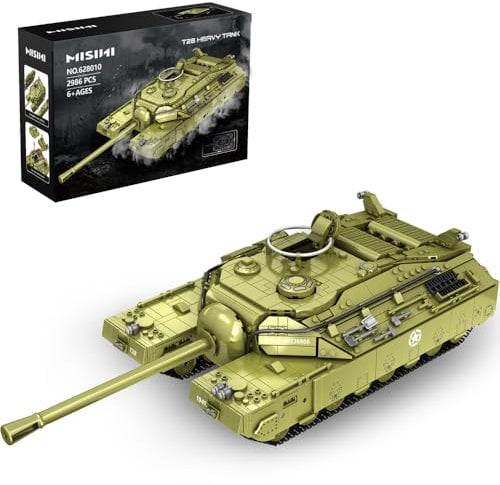 MISINI Technik Panlos 628010 T28 Super Heavy Tank Bausteine Klemmbausteine, WWII Militär Amerikanisches Schwerer Panzer Modellbausatz, 2986 Teile Panzer Spielzeug für Erwachsener
