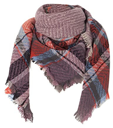 callmo Schal Damen Feinstrick Winter Schlauchschal Kariert üBergroßEr Quadratisch Deckenschal Herbstschal Kaschmir-Schal Mit Button Herbst Valentinstag Ein Weicher Als Geschenk Damen Winter Kariert