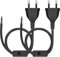 KEAGAR [2 Stück] Euro-Netzkabel mit Schalter, 2M Euro Stecker Stromkabel, 2 X Ersatzkabel Anschlusskabel mit Schalter Typ C, 2 x 0,5 mm², für Leuchten, Lampen, Leuchtmittel, Schwarz