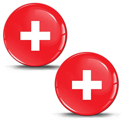 Biomar Labs 2 x Aufkleber 3D Gel Silikon Schweiz Nationalflagge Flagge Fahne Autoaufkleber Auto Motorrad Fahrrad Fenster Handy Laptop PC Tablet Tür KS 204
