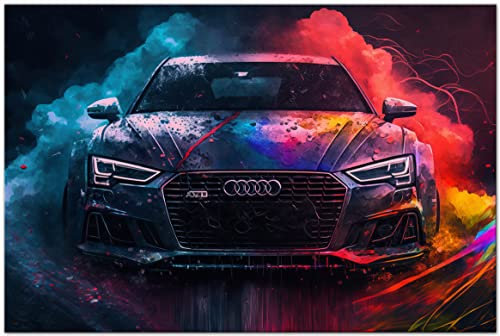 Printonia Leinwand-bild 120x80cm A4 Audi A6 RS A5 A6 TT Pop Art Auto Automobil Bilder Büro Deko Dekoration Wandbild Kunstdruck