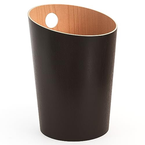 Kazai.® Corbeille à Papier Design 'Bennet' | Poubelle Unique pour Bureau, Chambre, Chambre d'Enfant, et Plus | Corbeille de Bureau en Placage de Bois Véritable | Marron