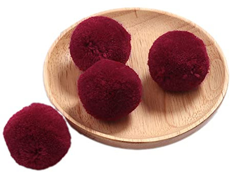 Wambere 10 STK 40 mm Bunte Pompons zum Basteln,Bunte Bommeln Bälle,Pompoms für Kunsthandwerk,Pompons Bälle für Ostern,Weihnachten,Bunte Pompons für DIY Basteln Tischdekoration Geburtstagsdeko,Weinrot