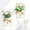 NIUKOMY 2 Stück Reagenzglas Vase Gold, Wanddekoration Blumenvase, Wandmontage Hydrokultur-Pflanzgefäß, Wandvasen für Pflanzen Innen, Geometrische Metallvase mit Ginkgoblatt (Pflanzenfrei)