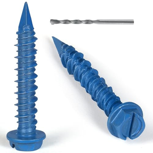 VGBUY 115 viti per calcestruzzo a testa esagonale, viti di ancoraggio con punta da trapano, per muratura, blocchi, mattoni, cemento, stucco, senza pre-foratura, punta diamantata