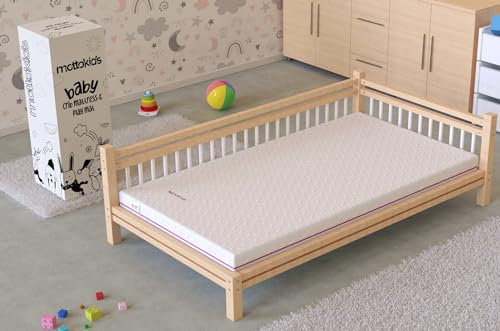 gowoll Mottokids Babybett Kindermatratze Spielmatratze 70x130 cm Härtegrad H2&H3 Kaltschaummatratze für Baby und Toddler Matratzen mit Abnehmbarer Bezug Wasserabweisender Stoff Babymatratze Girl