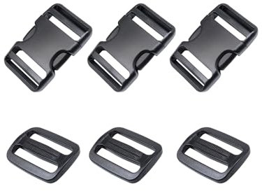 Ahijklmn Plastic Buckles,Plastic Side Release Buckle clips + Tri Glide Slides Heavy Duty Replacement Buckle Clips Snap Sliders for Backpack (38mm - 3sets)