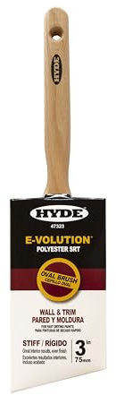 Hyde E-Volution Oval, Polyester SRT Filament Stiff Blend with Wood Handle, 3, 47323 Paint Brush, 3 Wide