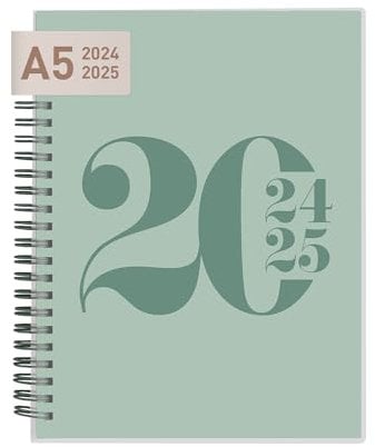 Rileys & Co - Kalender 2024 2025 A5 - Schülerkalender - Schulplaner - Studienplaner - Semesterplaner - Perfekt für Schüler, Studenten, Berufstätige - Grün (20 x 15 cm) - auf Deutsch