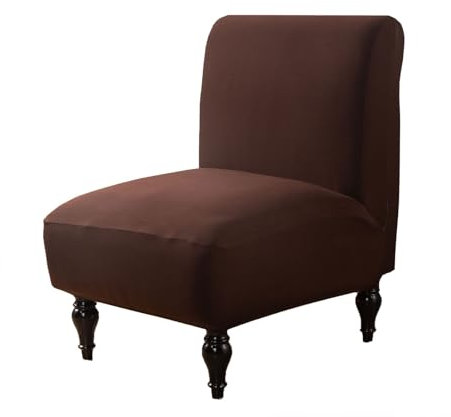 SHILINTONG Stuhlbezug ohne Armlehnen, Übergröße, dehnbarer Stoff, universell, Wohnzimmer, dekorativer Stuhlbezug, Zuhause, Hotel, Wohnzimmer, Schlafzimmer (Kaffeebraun)