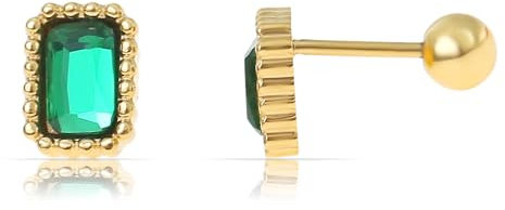 Made by Nami Grüne Edelstein Ohrringe Gold Edelstahl Wasserfester Schmuck Geschenk für Sie (Grün)