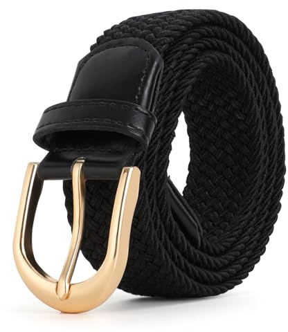 JasGood Cinturón elástico de lona trenzada Cinturón informal elástico para hombres y mujeres