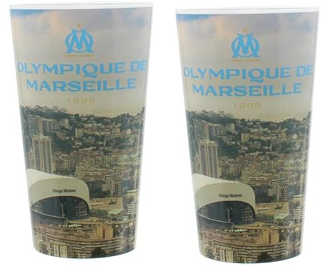 OLYMPIQUE DE MARSEILLE 2 x Verre gobelet éco cup 600 ml OM - Collection officielle Fabriqué en France