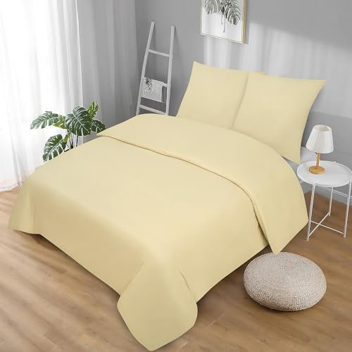 Softex Royal Microfaser Bettwäsche, 220 x 240. cm, Beige, weich, anschmiegsam und bügelfrei, 3-teiliges Set: 1 Bettbezug + 2 Kissenbezug, 80 x 80 cm