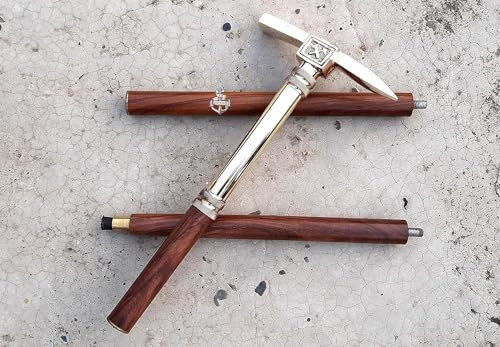Ice Axe Walking Stick Cane Beautiful Design Solid Brass Head Handle Wooden Walking Cane